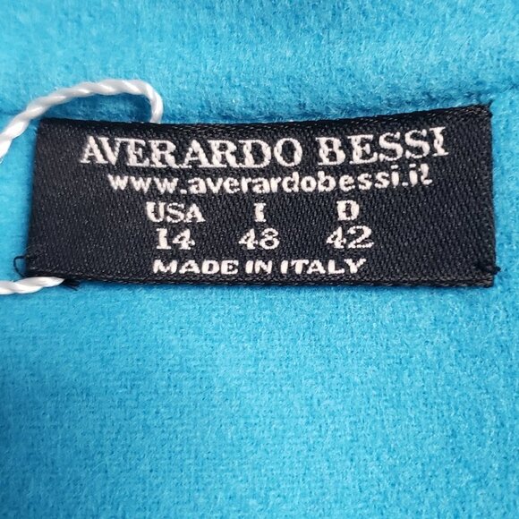 Averado Bessi Designer 100% Wool Coat Turquoise Blue NWT size 14 - Picture 10 of 14